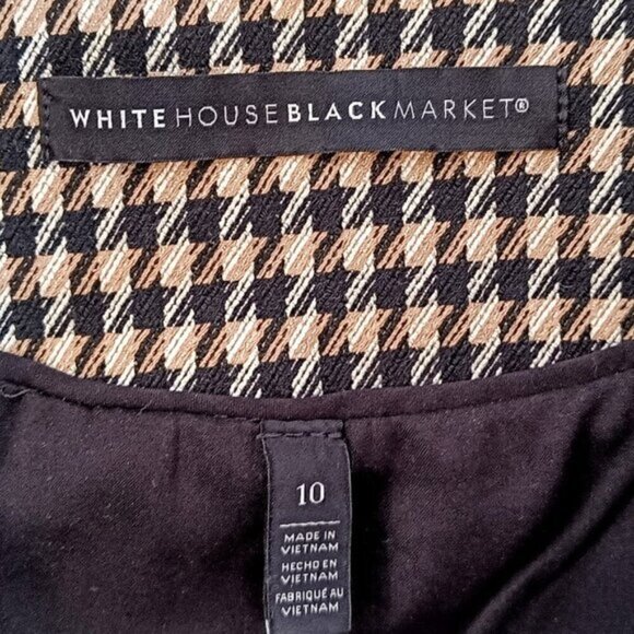 White House Black Market Houndstooth Full Zip Blazer Jacket - Picture 5 of 8